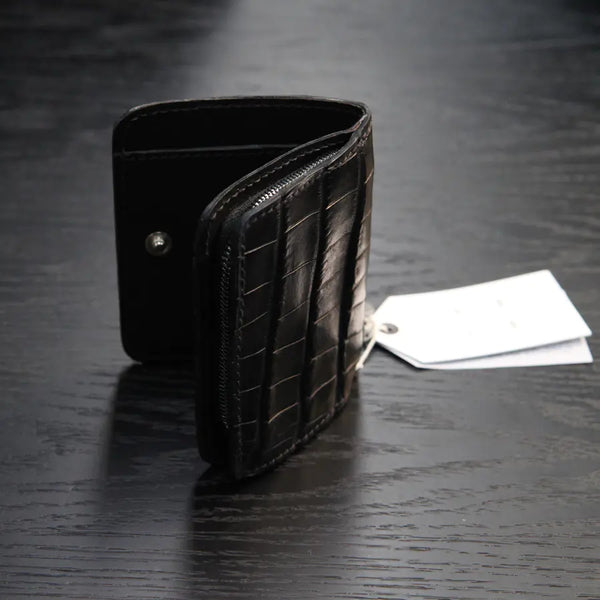 Guidi Crocodile Leather Zip Around Wallet Card Holder Collection Italy PG2 Black